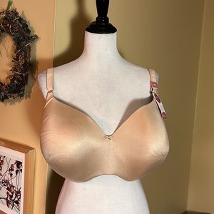 CACIQUE Size 46H Lightly Lined Balconette Underwire Bra Nude Comfort Cozy $55NEW